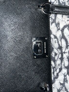 Michael Kors Black Saffiano Leather Shoulder Bag with Polished Hardware